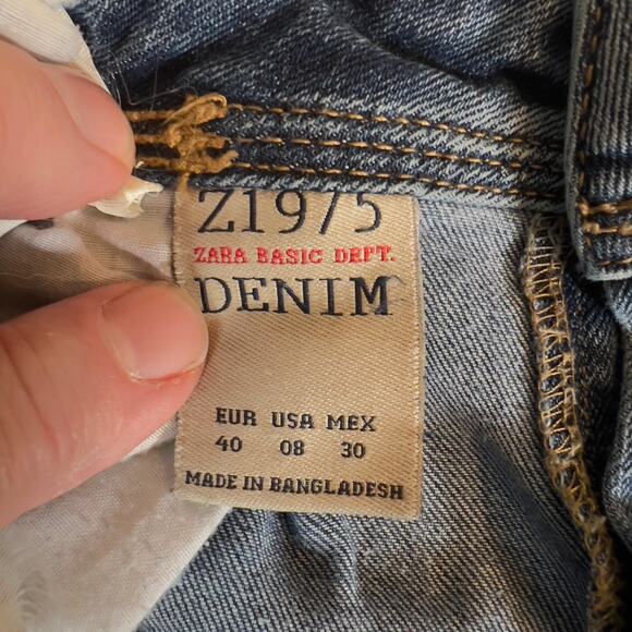 Zara Basic Denim Department Mid Rise Skinny Jeans Woman 8 32W Zipper Cuffs Z1975 - Picture 2 of 16
